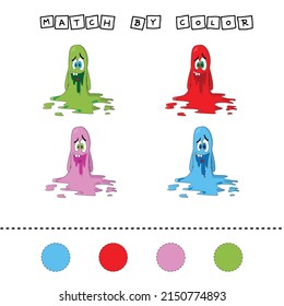Matching children educational game. Match by color. Activity for pre sсhool years kids and toddlers.