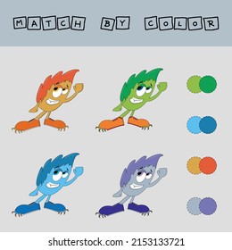 Matching children educational game. Match by color. Activity for pre sсhool years kids and toddlers.