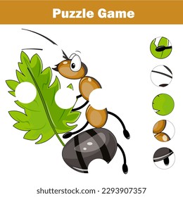 Matching children educational game. Match pieces and complete the picture. Puzzle kids activity.