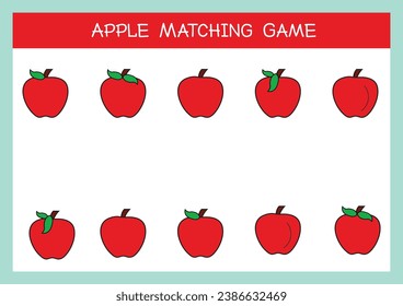 Matching children educational game. Match of apples. Activity for pre sсhool years kids and toddlers.