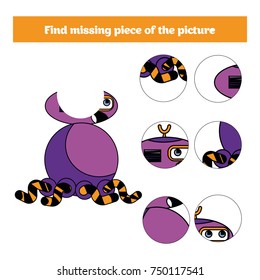 Matching children educational game. Match insects parts. Find missing puzzle. Activity for pre school years kids.