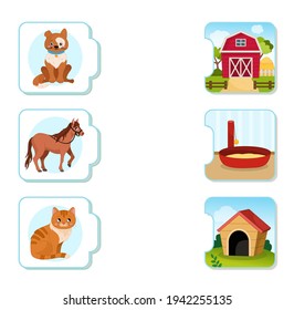 30 Vector Illustration Matching Game Children Animals Their Homes Images,  Stock Photos & Vectors | Shutterstock