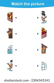 Matching children educational game.Match pictures