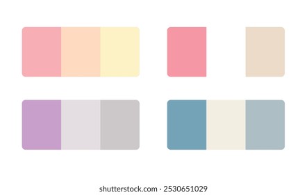 Correspondência da coleção de amostras da paleta de cores. Guia de cores RGB HEX. Adequado para branding, moda, têxteis. Previsão da paleta de cores quentes da tendência de cores futuras