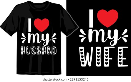 Matching Couple Custom Typography  T shirt Designs Vector