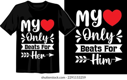 Matching Couple Custom Typography  T shirt Designs Vector