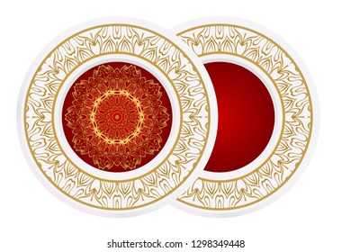 Matching decorative plates for interior design. Empty dish, porcelain plate mock up design. Vector illustration.
