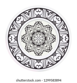 Matching decorative plates for interior design. Empty dish, porcelain plate mock up design. Vector illustration.