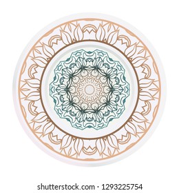 matching decorative plates. Decorative mandala ornament. Vector illustration. for interior design, circle medalion, colorful kitchen.