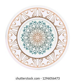 matching decorative plates. Decorative mandala ornament for wall design. Vector illustration.