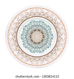 matching decorative plates. Decorative mandala ornament for wall design. Vector illustration.