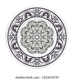 matching decorative plates. Decorative mandala ornament for wall design. Vector illustration.