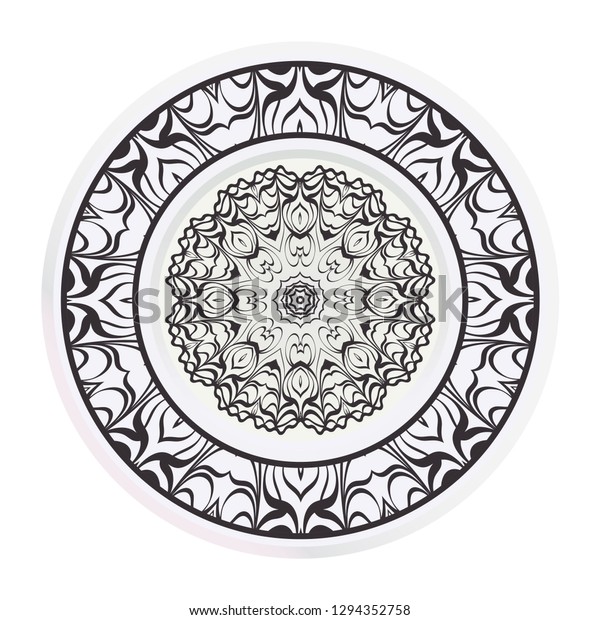 Matching Decorative Plates Decorative Mandala Ornament Stock