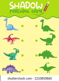 Matching Dinosaur Shadow Worksheet Illustration