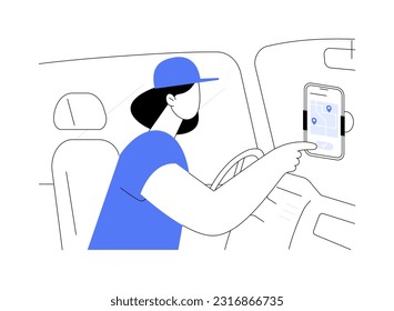 Matching with a driver abstract concept vector illustration. Taxi driver accepted a ride using special app, commercial city transport order, transportation network company abstract metaphor.