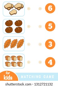 Matching education game for children. Count how many items and choose the correct number. Bread set