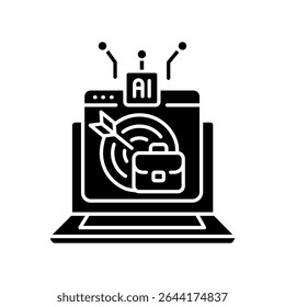 Icono plano negro de los objetivos de carrera de los programas educativos coincidentes para los proyectos digitales e impresos.  Iconos limpios mínimos para App y Sitios web. Iconos modernos y sencillos para UI UX y branding