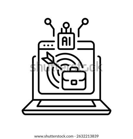 matching educational programs career goals black line icon for digital and print projects.  Minimal clean icons for apps and websites. Modern simple icons for UI UX and branding