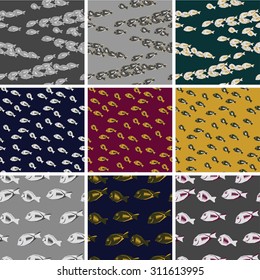 Matching Fish Seamless Patterns Variety  