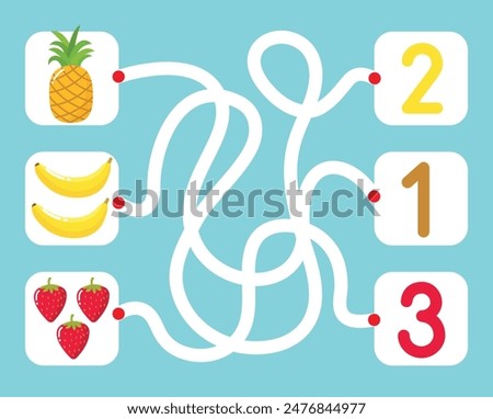 Matching fruits with correct numbers activity - Maze Game