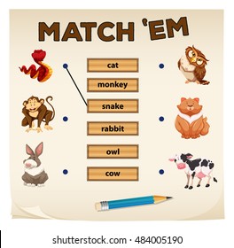 Juego de correspondencia con la ilustración de animales