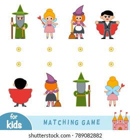 Matching game for children. Find the front and back of the fairy-tale characters