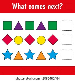 Matching game for children vector education game. Activity for presсhool kids and toddlers. What comes next