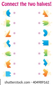 Matching game - connect the two halves of geometric shapes