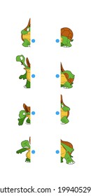 Matching game. Draw a line. Education developing worksheet. Riddle for children. Isolated vector illustration. Funny character. Cartoon style.