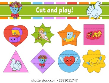 Matching game. Draw a line. Education developing worksheet. Activity page with color pictures. Riddle for children. Cute character. Cartoon style. Vector illustration.