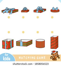 Matching game, education game for children. Connect box lids and gift boxes by shapes