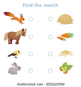 Matching game, education game for children. Puzzle for kids. Worksheet for preschoolers. Match similar right object by elements.