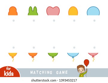 Matching game, educational game for children. Match the halves. Set of Party balloons