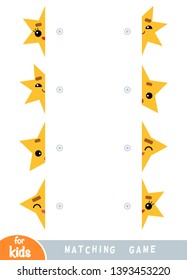 Matching game, educational game for children. Match the halves. Set of stars