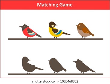 Matching Game - Find the right shadow - Birds