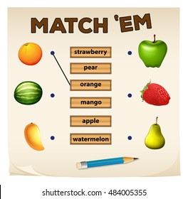 Matching Game With Fresh Fruits Illustration