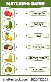 Matching game for kids. Connect picture and words. Educational worksheet for children.