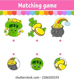 Matching game for kids. Education developing worksheet. Draw a line. Activity page. cartoon character. Vector illustration.