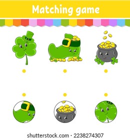 Matching game for kids. Education developing worksheet. Draw a line. Activity page. cartoon character. Vector illustration.