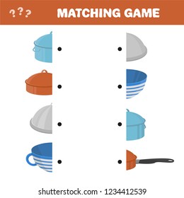 Matching game for kids. Find the right pair for each part, children educational game