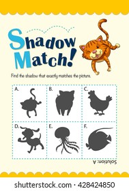 Matching game with many animals illustration
