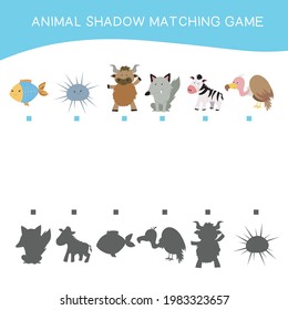 Matching game for Preschool Children. This worksheet is suitable for educating the early age children to match the image with the shadow. Educational printable worksheet.