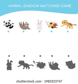 Matching game for Preschool Children. This worksheet is suitable for educating the early age children to match the image with the shadow. Educational printable worksheet.