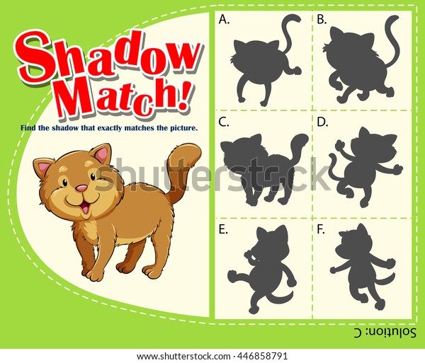 Matching Game Template Cat Illustration Stock Vector (Royalty Free ...
