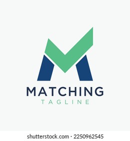Matching M initial Check Abstract Illustration Logo Icon Design Template Element