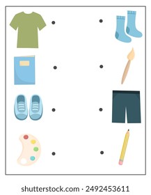 Matching objects worksheet for, match the things which get along, thing that go together activity 