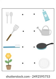 Matching objects worksheet for, match the things which get along, thing that go together activity 