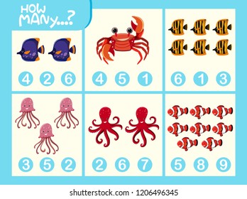 Matching picture number worksheet illustration