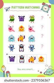 Matching pictures to patterns. Activity worksheet