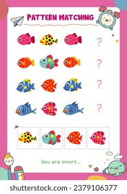 Matching pictures to patterns. Activity worksheet